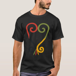 T-shirt Coeur Sankofa Déshabilisé Aux Couleurs Panafricain