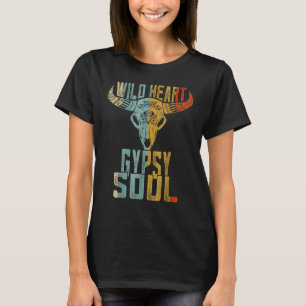 T-shirt Coeur sauvage Gypsy Boho Soul Vintage Boho Cow Bul