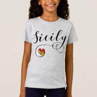 Coeur sicilien de drapeau, j'aime la Sicile