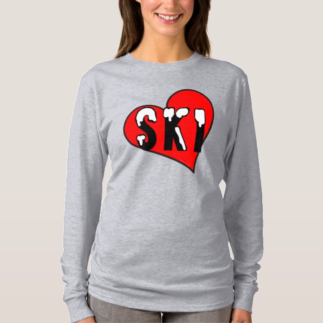 T-shirt Coeur ski neige (Devant)