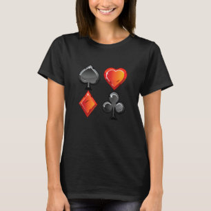 T-shirt Coeur Spade Cloches Argent Jouer Cartes Carte Jeu