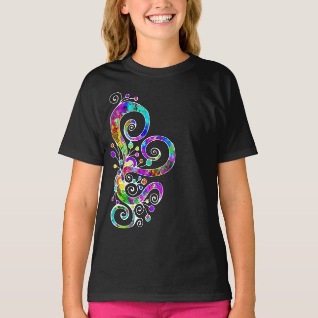 T-shirt Coeur spiral Peint à la main 2 (Devant)