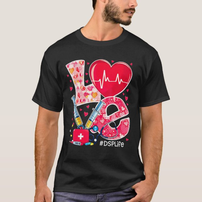 T-shirt Coeur Stethoscope Cute Love Nurse Valentines Dsp (Devant)