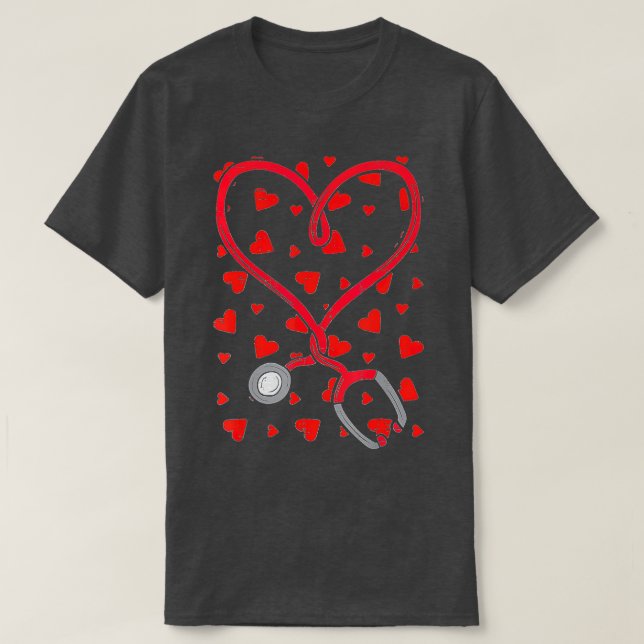 T-shirt Coeur Stethoscope Infirmière Valentines Jour migno (Design devant)