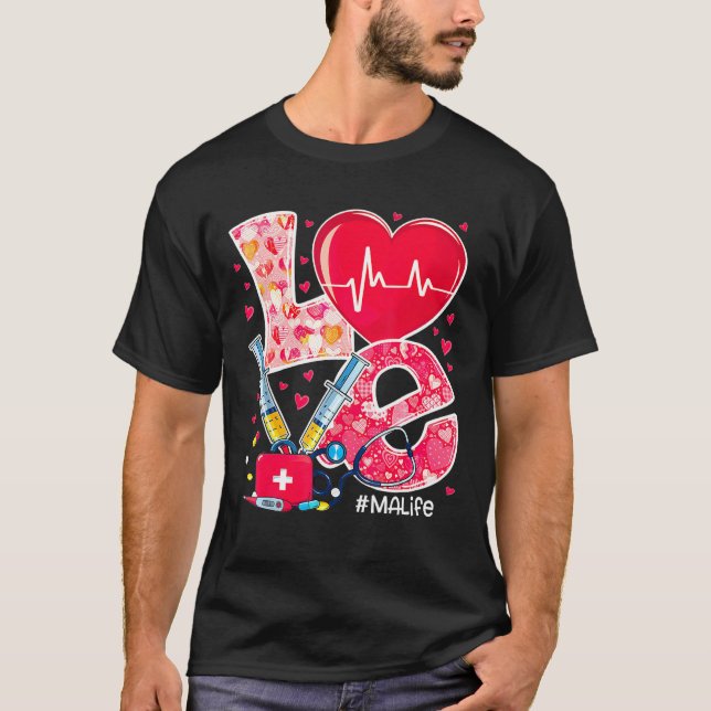 T-shirt Coeur Stethoscope Love Valentines Assistan Médical (Devant)