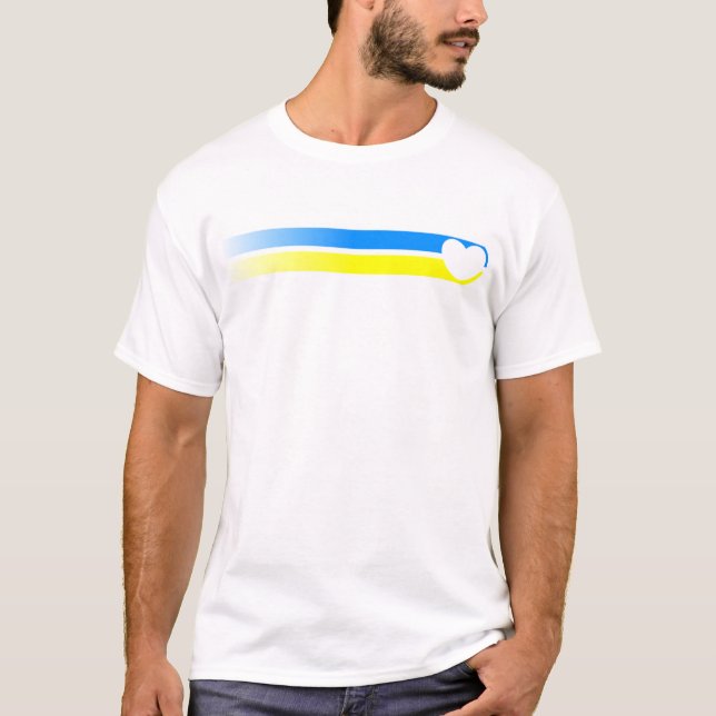 T-shirt Coeur sur le drapeau ukrainien Soutien (Devant)