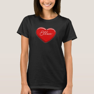 T-shirt Coeur tiré à la main Ellen Prénom Coeurs I Love E