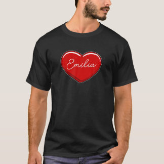 T-shirt Coeur tiré à la main Emilia - Coeurs de prénom I L