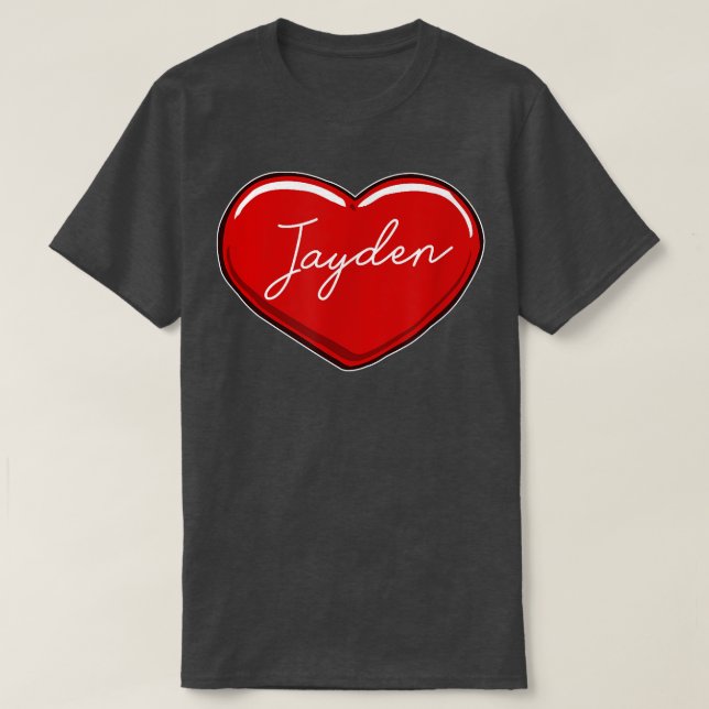 T-shirt Coeur tiré à la main JaydenPrénom Coeurs I Love Ja (Design devant)