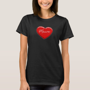 T-shirt Coeur tiré à la main Maura Prénom Coeurs I Love M