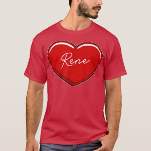 T-shirt Coeur tiré à la main RenéPrénom Coeurs I Love René