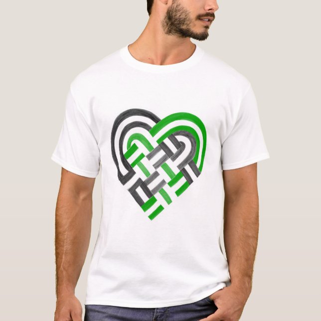 T-shirt Coeur tissé Neutrois Pride Drapeau vert noir blanc (Devant)