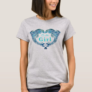 T-shirt Coeur Turquoise Dolphins Turquoise Girl
