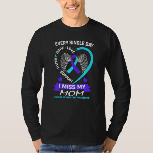 T-shirt Coeur Turquoise pourpre Je Manque Ma Mère Suicide