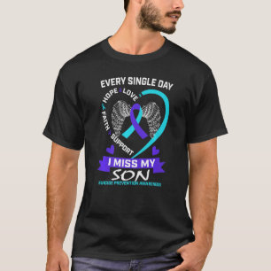 T-shirt Coeur Turquoise pourpre Je Manque Mon Fils Suicide