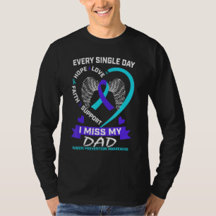 T-shirt Coeur Turquoise pourpre Je Manque Mon Papa Suicide