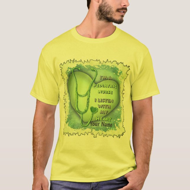 T-shirt Coeur vert Infirmière pédiatrique (Devant)