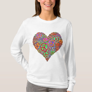 T-shirt Coeur vintage d'amour de paix