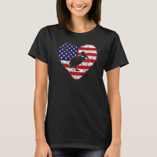 T-shirt Coeur vintage Pelican Animal Retro Us American Fla
