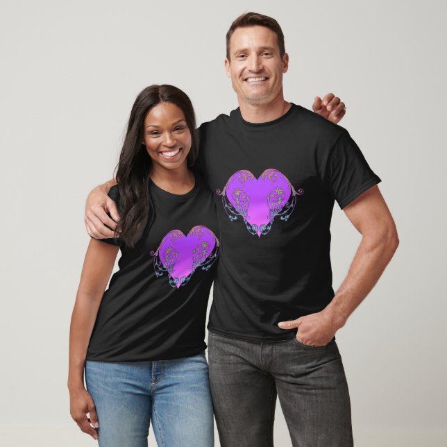 T-shirt Coeur violet élégant et romantique avec de la pros (Unisexe)