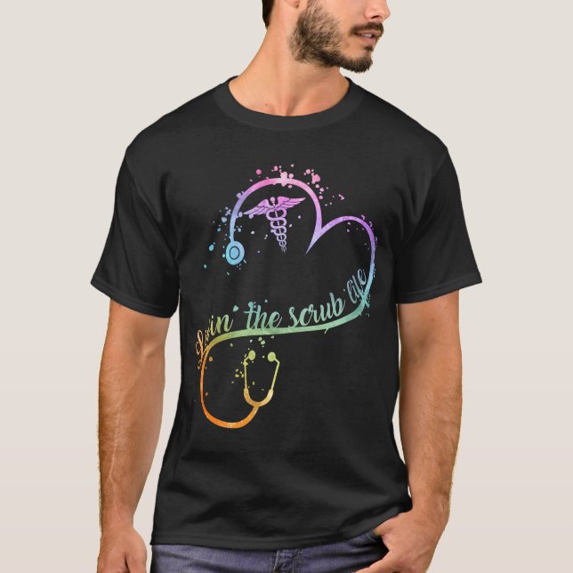 T-shirt Coeur vivant dans le stéthoscope de la vie du maqu (Devant)
