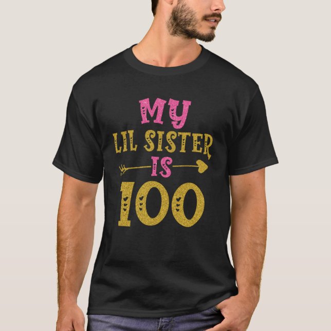 T-shirt Coeurs 100ème Anniversaire Pour Soeur De Soeur Frè (Devant)