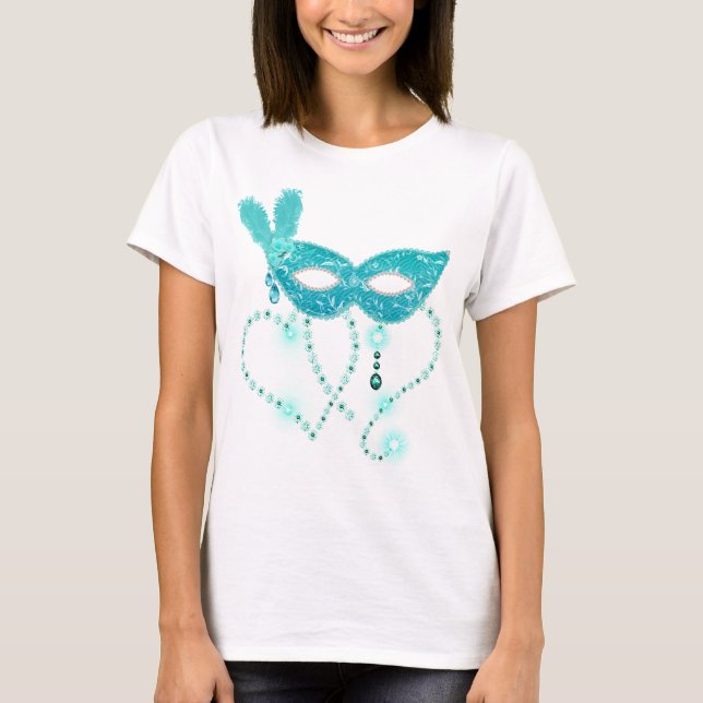 T-shirt Coeurs à billes mascarades turquoise (Devant)