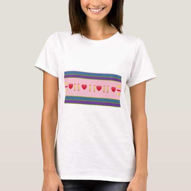 T-shirt Coeurs Abstraits rose et rouge (Devant)