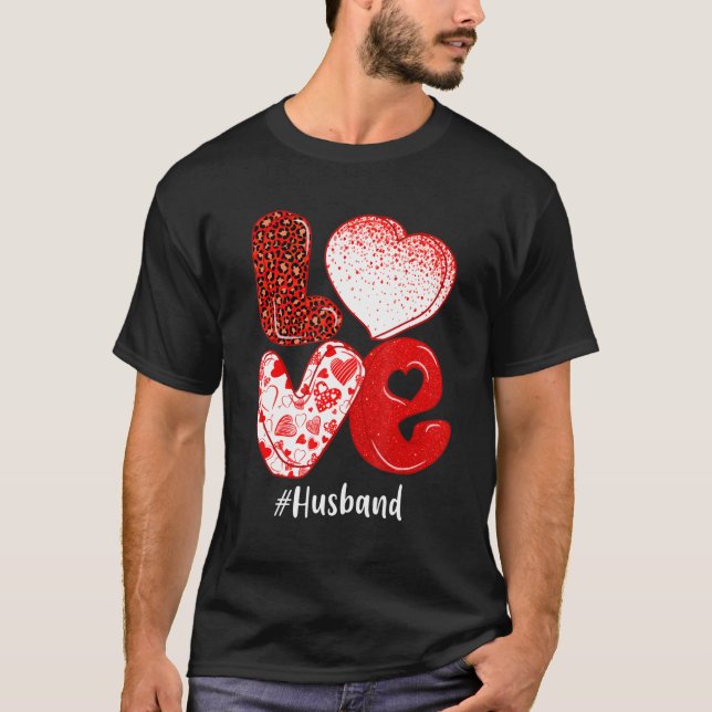 T-shirt Coeurs Amour Mari Leopard Funny Valentines Match (Devant)
