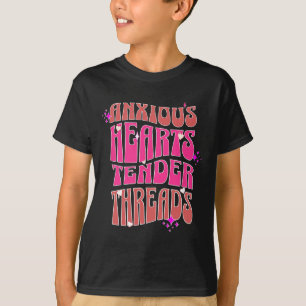 T-shirt Cœurs anxieux Fils tendres Message de santé mental