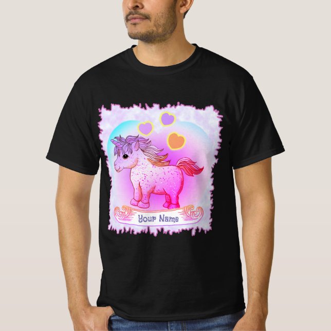 T-shirt Cœurs Arc-en-Ciel Licorne   (Devant)