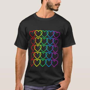 T-SHIRT COEURS AU NÉON D'ARC-EN-CIEL