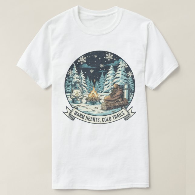 T-shirt Coeurs chauds Sentiers froids Artwork hivernal (Design devant)