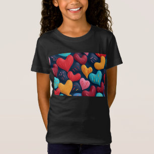T-Shirt Coeurs colorés sur un arrière - plan sombre