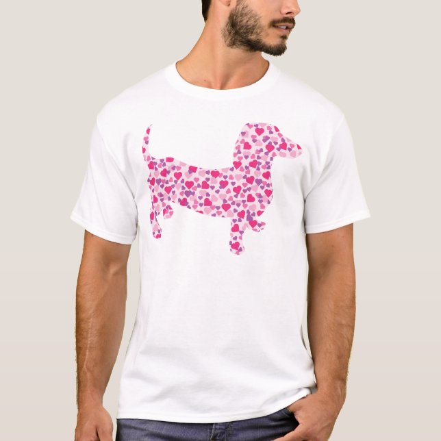 T-shirt Coeurs Dachshund (Devant)