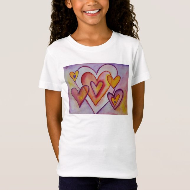 T-Shirt Coeurs d'amour intervertissants Peinture d'art per (Devant)