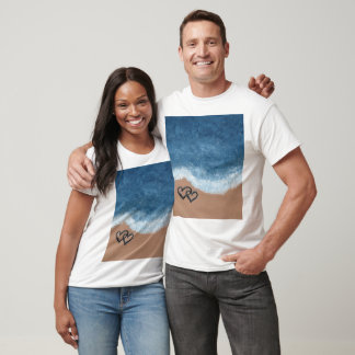 T-shirt Cœurs dans le Sable par l'Océan