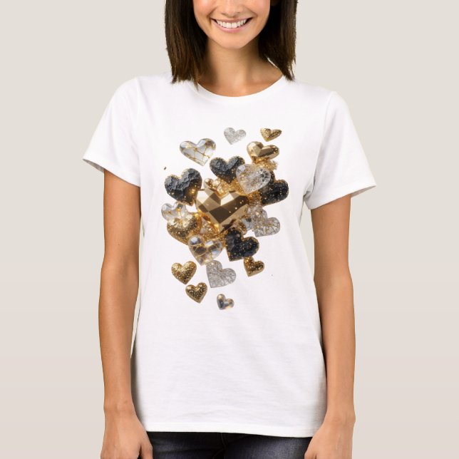 T-shirt Cœurs d'Argent Crisp OR ET GLAMOUR (Devant)