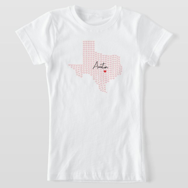 T-Shirt Cœurs d'Austin Texas (Poser)