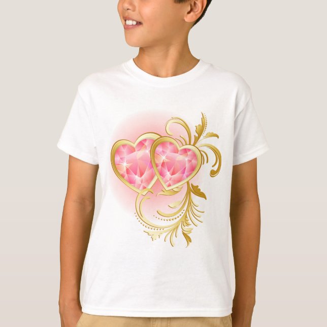 T-shirt Coeurs de bijoux roses (Devant)