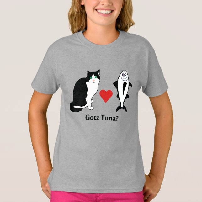 T-shirt Coeurs de chat Thon Poisson, Plaisanterie de chat (Devant)