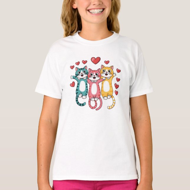 T-shirt Coeurs de chats (Devant)