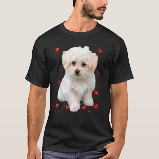 T-shirt Cœurs de chiot maltais (Devant)