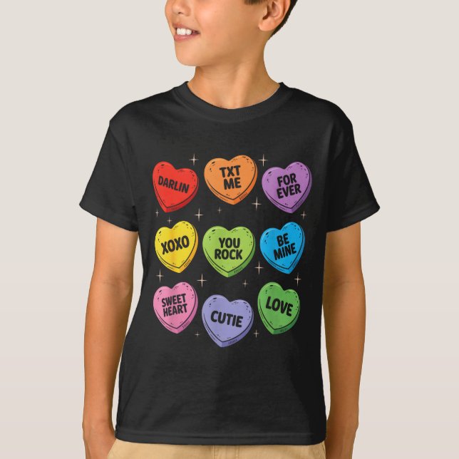 T-shirt Cœurs de conversation de la Saint-Valentin Mine De (Devant)