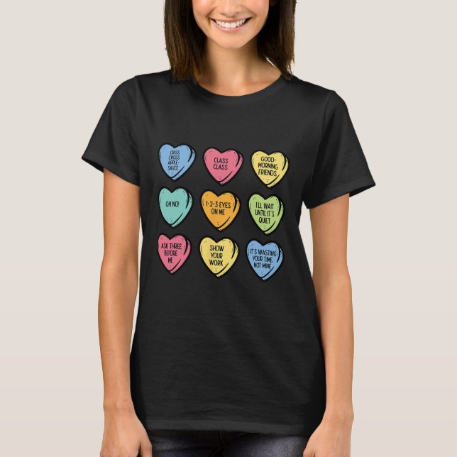 T-shirt Cœurs de conversation pour enseignants Funny Valen (Devant)