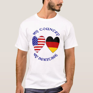 T-shirt Cœurs de drapeau USA allemand Hommes Mon pays Mon