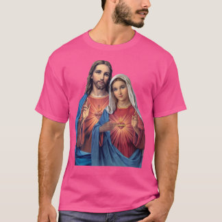 T-shirt Coeurs De Jésus Et De Marie Très Proches Ensemble 