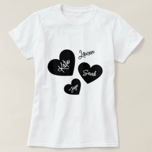 T-shirt Coeurs de la mère personnalisée Noir & Blanc