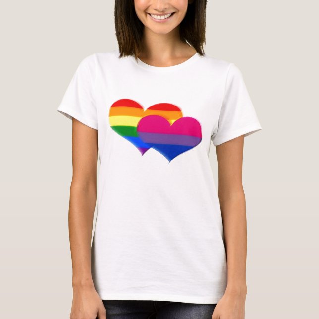 T-shirt Coeurs de pastel de fierté de Bi de LGBT (Devant)
