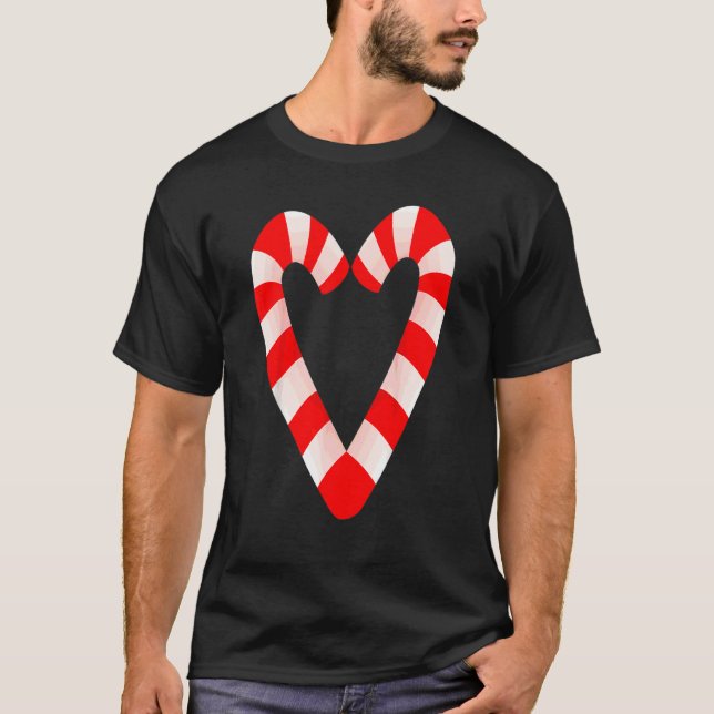 T-shirt Coeurs de sucre de canne Noël Noël Fêtes Père Noël (Devant)
